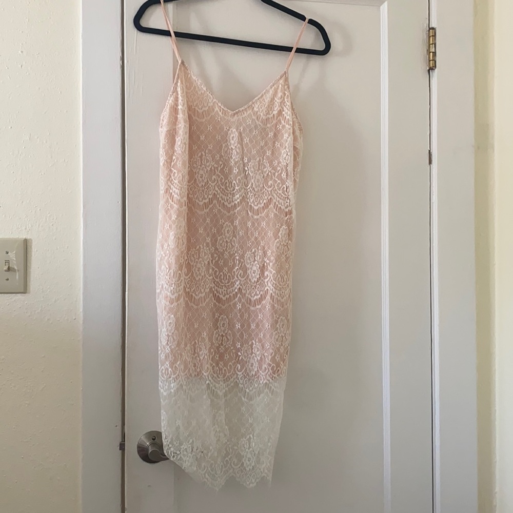 White lace slip dress
